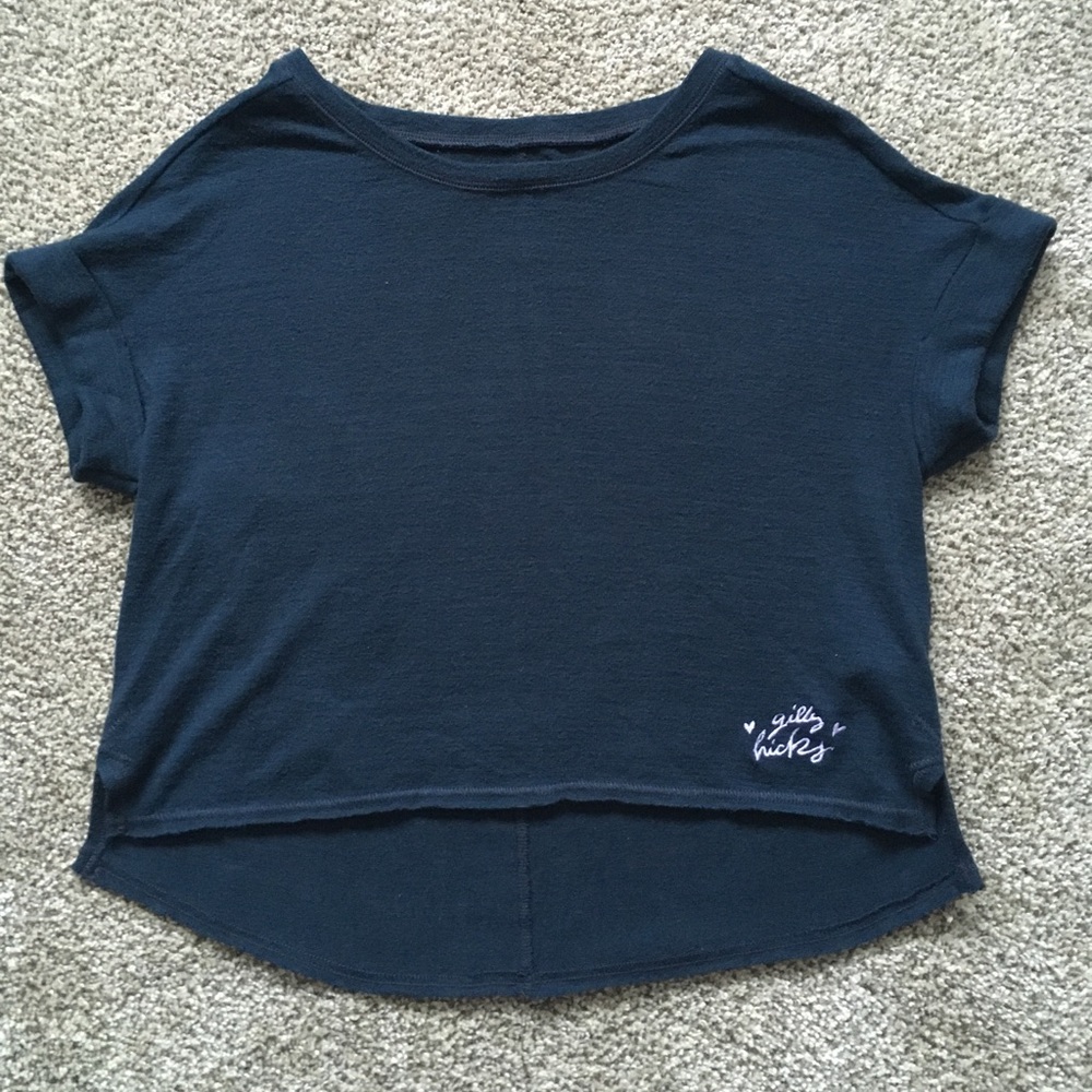 Gilly Hicks Sleep Short Sleeve Navy Blue Crop XS
